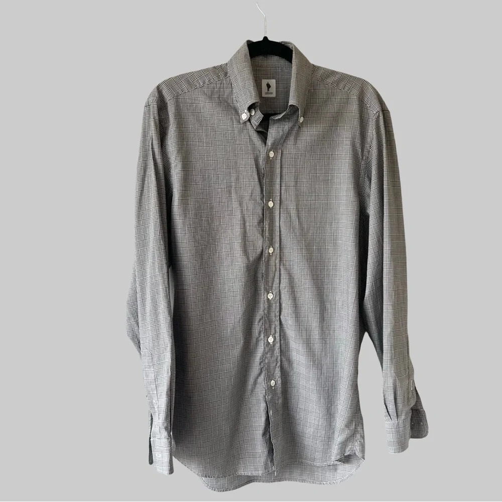 Lorenzini Houndstooth Plaid  Dress Shirt Made in Italy